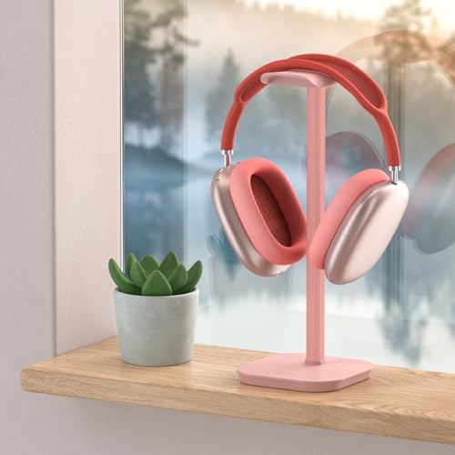 Headphone Stand, Desktop Headset Holder Desk Earphone Stand Aluminum Headset Hanger Headphone Rack Stand to Hold Earphones Such as Airpods Max, Sony, Beats, Bose, Razer, HyperX(Pink) - color: Pink