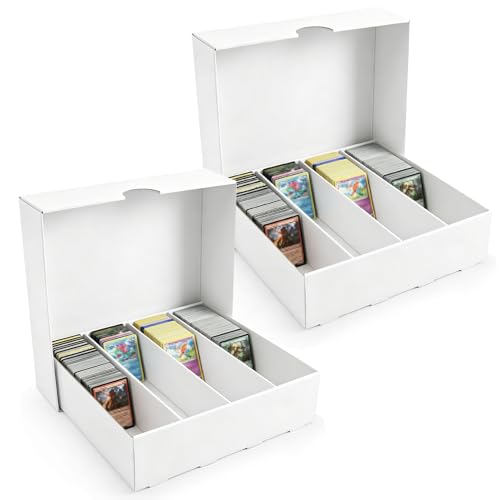 Trading Card Storage Box, 3120 Count Cardboard Card Storage Box with Dividers, 2-Pack 4 Row Card Boxes for Sports Cards, Baseball Cards, TCG, Bulk Card Storage