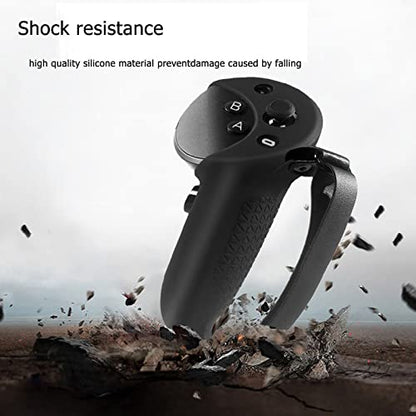 Silicone Grip Cover for Meta Quest Pro | Protector Cover Compatible with Meta Quest Pro Accessories Touch Controller Grips with Knuckle Straps (Black)