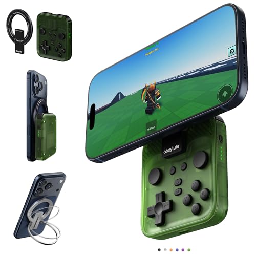 abxylute M4 Snap-On Mobile Gaming Controller for Android & iPhone, Switch 1&2, Portable Bluetooth Controller, Pocket-Sized Retro Arcade Phone Gamepad Kickstand, Dual Joystick Turbo Pro Gaming Magnetic (Green) - color: Green