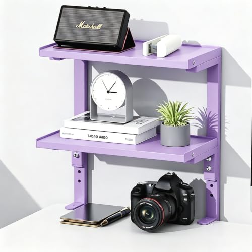 2-Tier Desk Shelf, Expandable Under Desk Storage, Clamp on Desk Shelf, Desktop Accessories for Offices, Study Rooms, and Game Rooms (Purple) - color: Purple