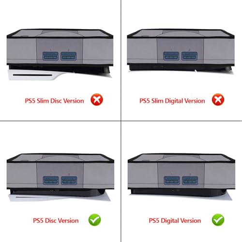 PlayVital Nylon Horizontal Dust Cover for ps5, Soft Neat Lining Dust Guard, Anti Scratch Waterproof Cover Sleeve for ps5 Console Digital Edition & Disc Edition - Retro 32 Bit Style - color: Retro 32 Bit Style