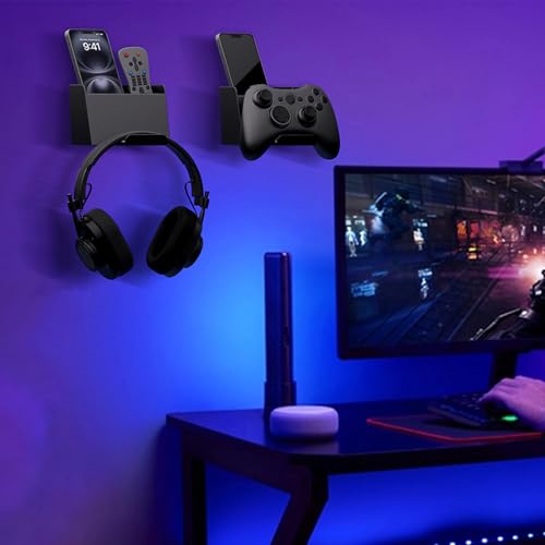 2 Set Wall Mounted Gaming Controller Headphone Stand Organizers Display Holder Bracket Controller Stand