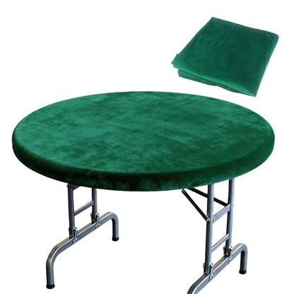 Klmnop 49 Inch Green Velvet Poker Table Cover, Round Table Tablecloth for Card Games, Noise Reducing Slip Prevention Cloth for Mahjong Board and Dice Playing