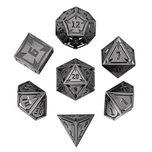 UDIXI Metal Dice Set D&D Heavy Metallic DND Dice for Tabletop Game (Nickel) | 7-Pieces, Lozenge Pattern, Zinc Alloy Material, Gorgeous Gift Case, DM Gift, for Dungeons and Dragons Role Playing Games - color: Ancient Silver