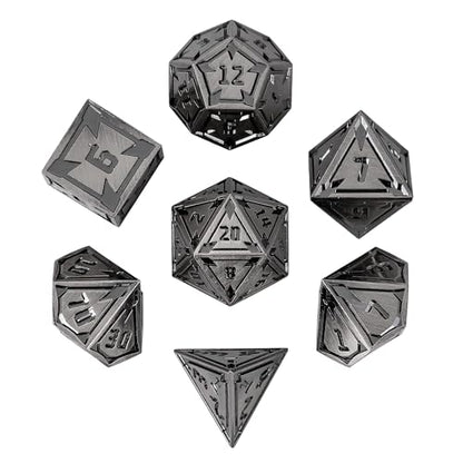 UDIXI Metal Dice Set D&D Heavy Metallic DND Dice for Tabletop Game (Nickel) | 7-Pieces, Lozenge Pattern, Zinc Alloy Material, Gorgeous Gift Case, DM Gift, for Dungeons and Dragons Role Playing Games - color: Ancient Silver