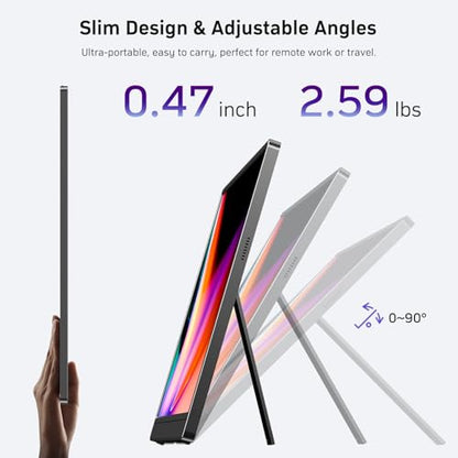 Anyuse 18.5 Inch Portable Monitor 100Hz FHD 1080P IPS Display with Integrated Stand Dual Speakers USB-C HDMI External Screen for Laptop PC Phone Gaming Console Travel Display | 18.5" FHD IPS 100Hz, built-in stand & dual speakers, USB-C/HDMI, for PC/Phone/