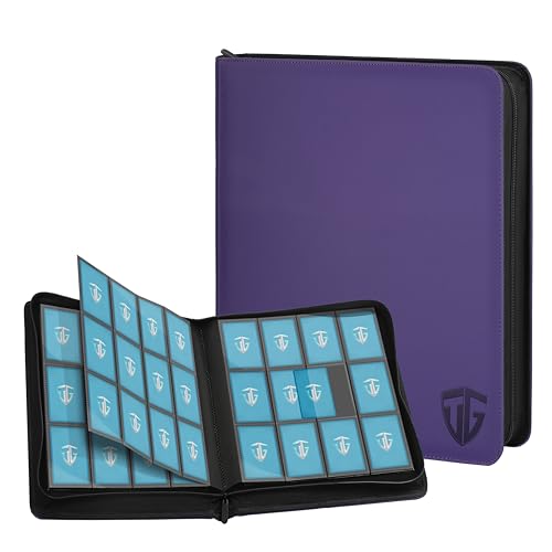 12 Pockets Trading Card Zipper Binder for 720 Cards| Secure Side Loading Pockets | Trading Card Album Folder | Compatible with YuGiOh, MTG,Sports Cards (Purple 12) - color: Purple 12