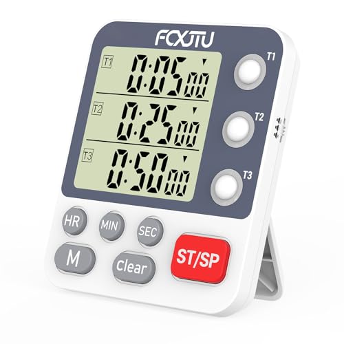 Digital Dual Kitchen Timer, 3-Channel Magnetic Countdown Stopwatch Timer for Cooking, Large Display, Loud Alarm, 100Hr Multi Food Classroom Timer for Seniors & Teachers (Battery Included) - size: Triple Timer