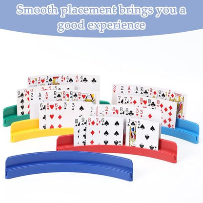 2 Packs of Double-Layer Card Holders，Playing Card Holder for Kids Adults Hands Free Card Holder for Family Card Game Nights Poker Parties - color: Blue-black(2pack)