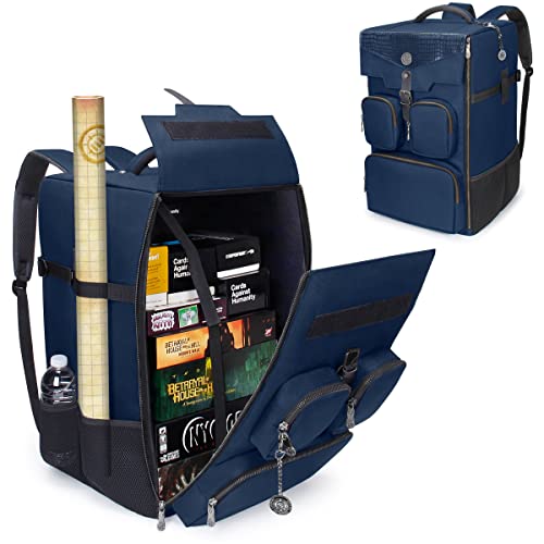 ENHANCE Collector's Edition Board Game Backpack - Reinforced Rigid Board Game Storage with Padded Shoulder Straps, Carrying Handle, and Accessories Pockets for Dice, Card Games, More (Dragon Blue) - color: Dragon Blue
