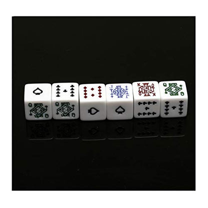 Leatherette Dice Cup with Poker Dice, Felt Lining Quiet Shaker for Playing Yahtzee/Farkle/Liars Dice, - color: Brown With Poker Dice