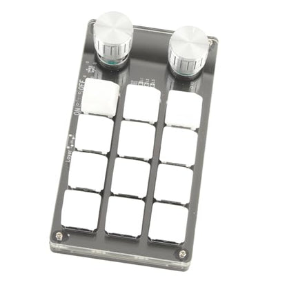 Sonew One Handed Mechanical Keyboard 12 Key Gaming Keyboard DIY Programmable Keypad for Office Gaming Lab(Black White) - color: Black White