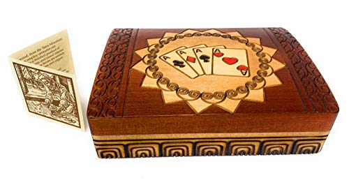Double Deck Playing Card Box Polish Handmade Wood Keepsake Box