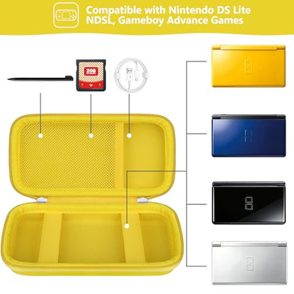 Supmay Hard Carrying Case Compatible with Nintendo DS Lite NDSL, Gameboy Advance Games Storage Holder Travel Bag with Mesh Pocket for USB Charging Cable, Stylus, Earphones, Game Cartridge, Yellow - color: Yellow