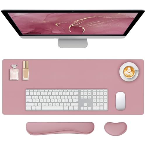 Mouse Pad and Keyboard Wrist Rest, 3-in-1 Keyboard and Mouse Pad Set, Ergonomic Wrist Rest for Computer Keyboards, Non-Slip Desk Mat Protector for Women (Purple Pink, 27.6" X 13.8") - color: Purple Pink - Wrist Rest, size: 27.6" x 13.8"