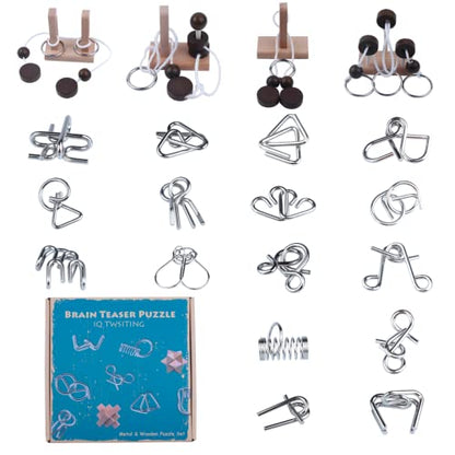 Brain Teaser Puzzle Wooden Threading Rope Loop Puzzle Luban Lock Brain Teaser Game Adult Kids Toy Puzzles for Adults (16) - size: 16