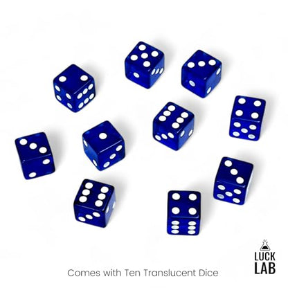 Luck Lab 10 Piece 19 mm Dice Pack - Acrylic and Translucent D6 Dice, Square w/Rounded Edge for Casino, Craps, RPG MTG DND Dice Table Games and Board Games (Blue) - color: Blue
