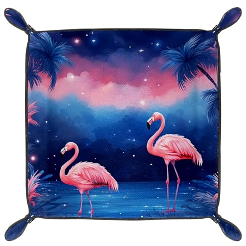 Starry Flamingo Dice Tray PU Leather Dice Rolling Tray Folding Dice Holder for Dice Games, Like RPG, DND and Other Table Games - color: Multi 6