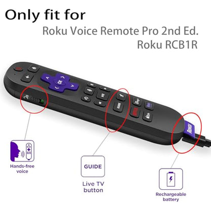 Silicone Cover for Roku Voice Remote Pro 2nd Ed. Roku Remote Control RCB1R Protective Silicone Case Sleeve Shockproof Skin for Roku Remote with Lanyard (Dark Grey) - color: dark grey