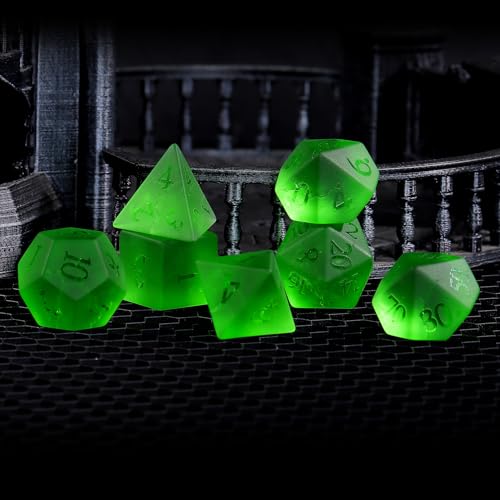 Matte Green 7Pcs Polyhedral Dice Set, K9 Crystal Cat's Eye Multi-Faceted DND Dice for Dungeons and Dragons RPG Tabletop Game (Matte Green) - color: Matte Green