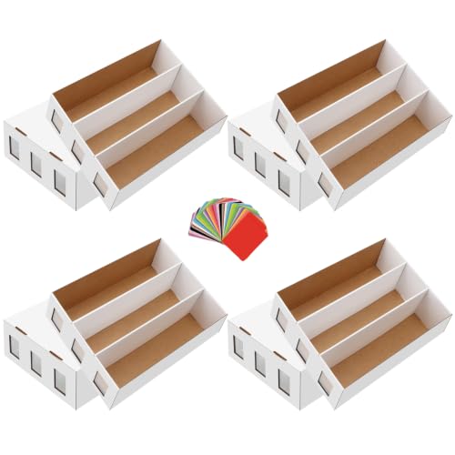 4 Pack Trading Card Storage Box, 9400+ Count Card Storage Box with 48 Card Divider White Sports Card Storage Box Cardboard Card Organizer Box Bulk Card Case Trading Card Box for Soccer Basketball Card - style: 4 Set-2