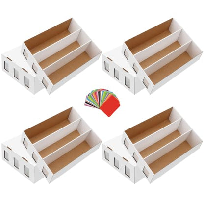 4 Pack Trading Card Storage Box, 9400+ Count Card Storage Box with 48 Card Divider White Sports Card Storage Box Cardboard Card Organizer Box Bulk Card Case Trading Card Box for Soccer Basketball Card - style: 4 Set-2