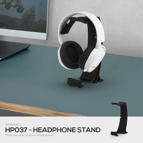 BRAINWAVZ Desktop Headphone Stand - Curved Hanger with Non-Slip Base & Cable Management- Compatible with SteelSeries, Sennheiser, Razer, Bose, Sony & More – (HP037) - color: HP037