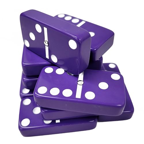 Marion Domino Double Six Purple Jumbo Tournament Professional Size with Spinners in Dovetail Sheesham Wood Box. - color: Purple