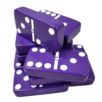 Marion Domino Double Six Purple Jumbo Tournament Professional Size with Spinners in Dovetail Sheesham Wood Box. - color: Purple