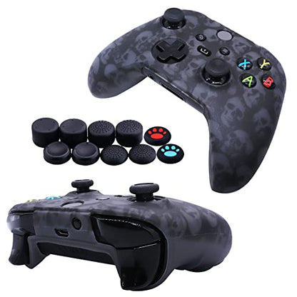 Jusy [2 Pack] Compatible with Xbox Series X/S Controller Soft Silicone Cover Skin, Sweat-Proof Dust-Proof Anti-Slip Case Cover Protective Accessories Set, with 10 Thumb Grips (Comic Skulls) - color: Comic Skulls