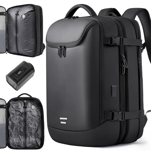 TANGCORLE Vacuum-Compressed Travel Backpack: Expandable, Airline-Approved Laptop Backpack—Unisex Business Backpack - color: Black-b45l