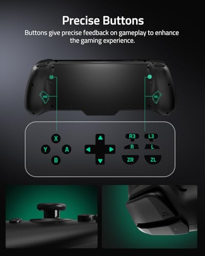 FUNLAB Switch Joypad Controller for Nintendo Joycon Replacement, Hall Effect Switch Handheld Controller Customizable, Luminous Ergonomic Switch One-Piece Controllers with 7 LED Colors/Mapping/Turbo - color: Black-Honeycomb Pattern