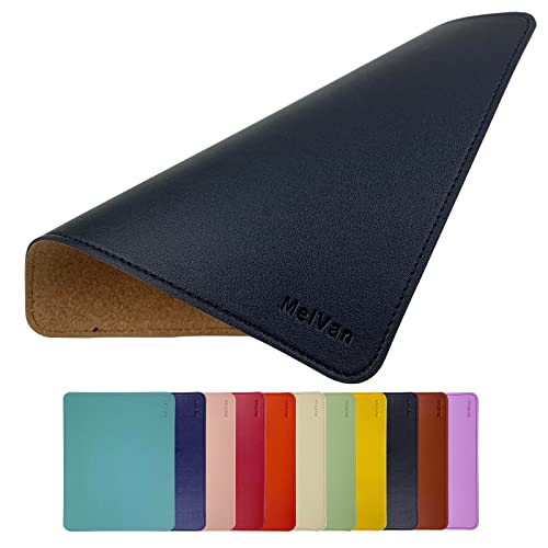 MelVan PU Leather Mouse Pad with Stitched Edge, Wood Mousepad, Waterproof Gaming Mouse Pad Mat for Computers, Laptop, Office & Home, 10.2" x 8.3", 1 Pack (Black) - color: Black