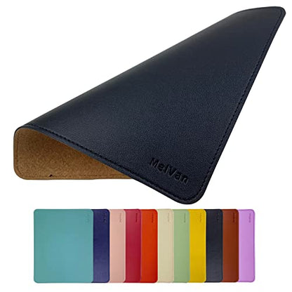 MelVan PU Leather Mouse Pad with Stitched Edge, Wood Mousepad, Waterproof Gaming Mouse Pad Mat for Computers, Laptop, Office & Home, 10.2" x 8.3", 1 Pack (Black) - color: Black