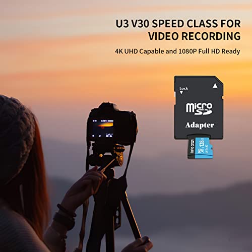 INLAND Micro Center Performance 128GB microSDXC Card, A2 Micro SD Card, UHS-I C10 U3 V30 A2 4K UHD Video Flash Memory Card with Adapter for Smartphones, Tablets, Drones and Action Cameras (128GB) - size: U3 A2 - 128GB