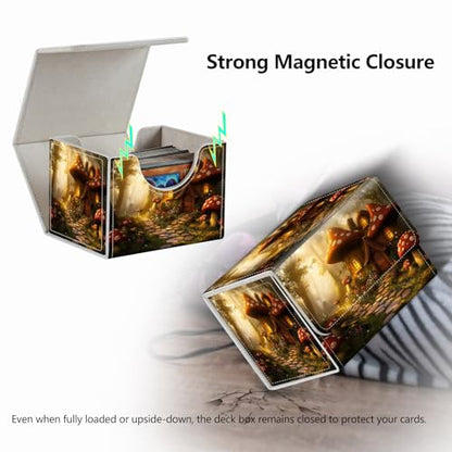 Strong Magnet MTG Demon Deck Box Playing Card Case Magic Deck Box Creative Pattern Trading Card Storage Box for TCG for Collectible Games, Wild Red Mushroom House - color: Wild Red Mushroom House