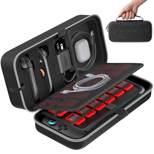 OIVO Carrying Case Compatible with 2025 Nintendo Switch, Portable Switch 2 Travel Carry Case Fit for Joy-Con 2 & Adapter, Hard Shell Protective Pouch Bag with 24 Game Slots, Gray - color: Grey, size: 2025 inches