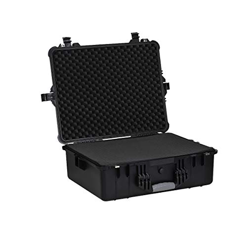 MEIJIA All Weather Waterproof Hard Camera Case,Hard Case with Customizable Fit Foam,Fit Use of Drones,Camera,Equipments,Pistols,Elegant Black (Black, 24.25"X19.43"X8.68") - size: 24.25"X19.43"X8.68"