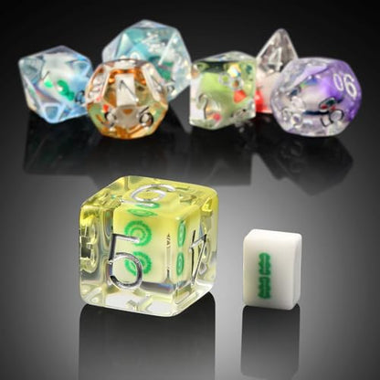 Mahjong Resin DND Dice,DNDND 7PCS Dungeons and Dragons Dice Set with Velvet Bag for DND Role Playing Games and Tabletop Games（Mahjong - color: Mahjong
