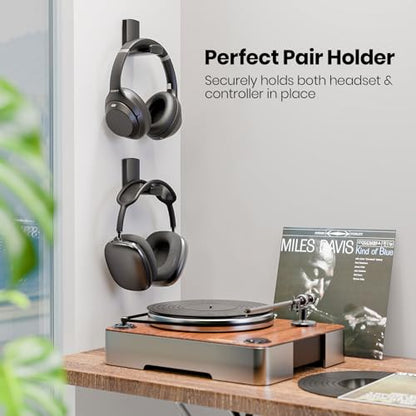 Sticky Headphone Stand Controller Holder - EURPMASK 2 Pack Upgraded Adhesive Headset Hook, Headphone Holder for Desk with Soft Rubber Pads, Gaming Accessory Controller Headset Stand, Midnight Black - color: Midnight Black_2PCS