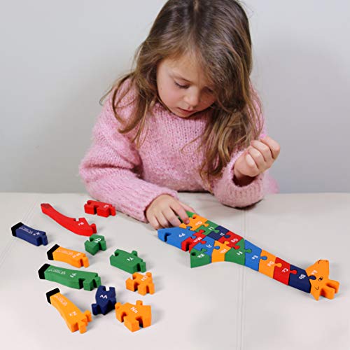 TOWO Wooden Alphabet & Number Puzzle, Giraffe Letter Blocks Toy | 2-in-1 wooden puzzle with ABC letters and numbers; 41 cm giraffe design for learning, sorting and preschool play, age 3+.
