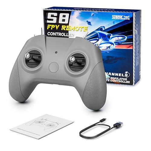 STARDRONE S8 RC Flight Simulator Controller- 8 Channels FPV Drone Games Remote Controller Support Popular System&Platform- Ideal for Beginner Pilots Professional Training Experience(Mode 2, Grey) - color: Grey