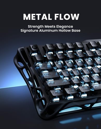 GravaStar Mercury K1 75% Wireless Gaming Keyboard, Aluminum Alloy Mechanical Keyboard with Knob, Hot Swappable, Linear Switches, Transparent Keycaps, RGB Backlit, 2.4GHz/BT5.0/USB【Stealth Black】 - color: Stealth Black