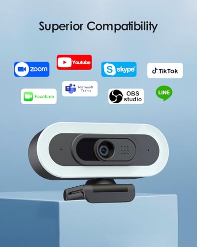 2K/60Fps Webcam, Streaming Camera with Fill RGB Lights, 1080P/60FPS Webcam, Autofocus, Dual Noise-Cancelling Microphones, Privacy Cover and Tripod for Computer, PC, Zoom - color: 2K/65°FOV