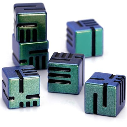 D6 Metal Dice, 16mm 6 Sided Dice Set, ZHOORQI 6Pcs/Set Tech-Themed New Concept Glittery Lines D6 Dice for DND, Tabletop RPGs Gifts（D6-Retro Green） - color: D6-retro Green