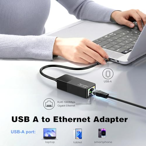 USB 3.0 to Ethernet Adapter, 1000Mbps USB A to Gigabit LAN Network Adapter | Plug & Play Driver-Free RJ45 Dongle. Compatible with Nintendo Switch, Laptop, Desktop, Chromebook, Mac, Linux, Surface, Xbox - size: USB A to Ethernet Adapter