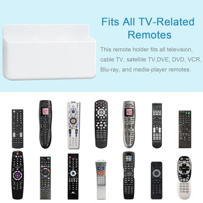 3 Slot Adjustable Remote Holder Wall Mount, TV Controller Holder Hollow Bottom Slot Easy Phone Charging, Adhesive Remote Control Holder, Wall Pen Holder for Office School Home (White) - color: White