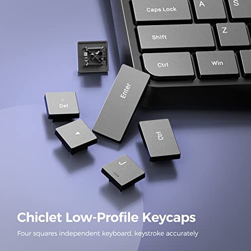 Virfour Wired Keyboard,Quiet Keyboard, Multimedia USB Computer Keyboard, Silent Keyboardwith Low Profile Chiclet Keys,Large Number Pad,Spill-Resistant,Anti-Wear Letters,Full Size for Laptop,Desktop