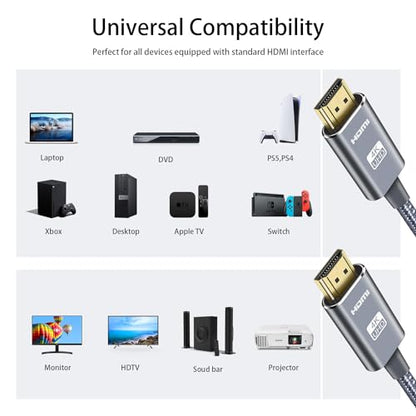 LEADSTAR HDMI Cable 4K 30 ft / 9m, High Speed HDMI 2.0 Cord Braided | 4K@60Hz, Ultra HD, 2160p, ARC, HDR, 3D, HDCP 2.2 | for Xbox, PS5, TV, Laptop, Monitor - size: 30 ft